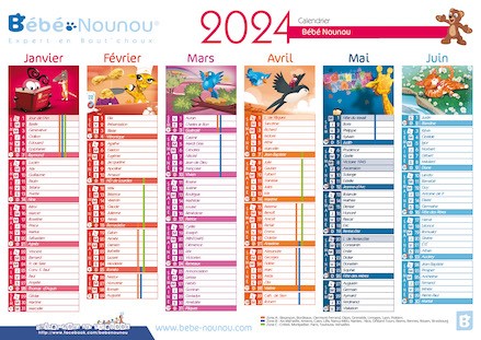 Calendrier 2024 à imprimer avec les Vacances scolaires - Calendriers A4
