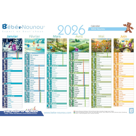 Calendrier Bébé Nounou 2026